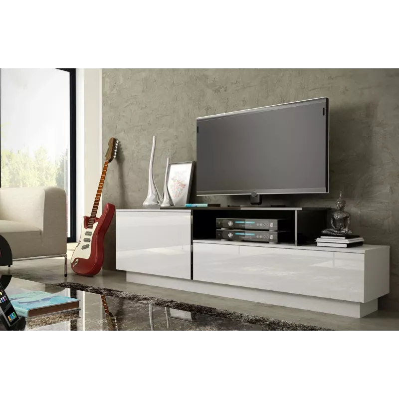 Cama TV skrinka SIGMA 3 180 biela/biela lesklá + čierna