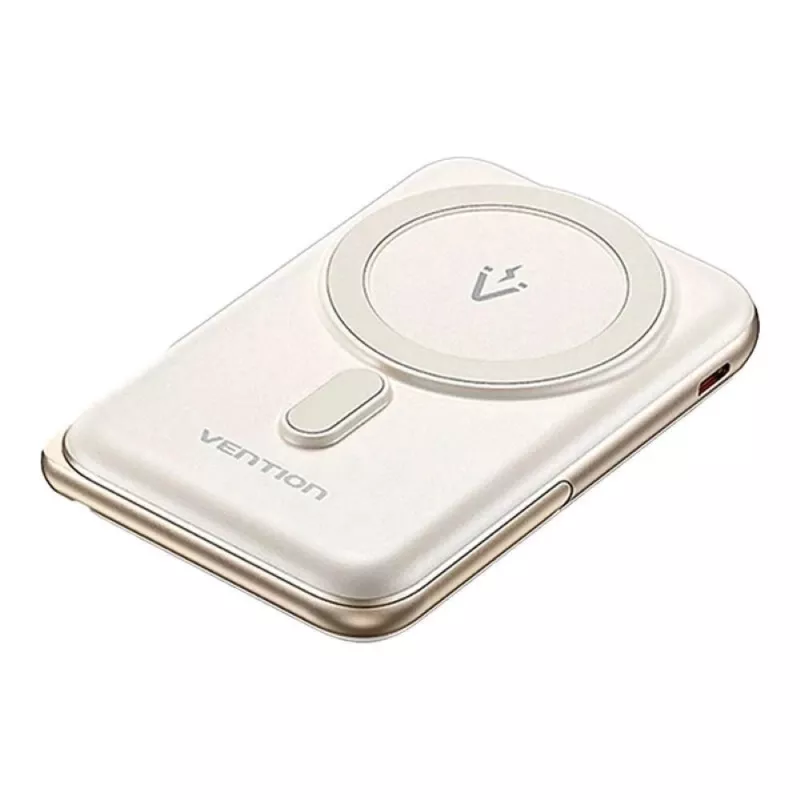 Powerbanka Vention 10000mAh magnetická bezdrôtová 20W — 10000 mAh, 3 A výstup, USB-C, biela