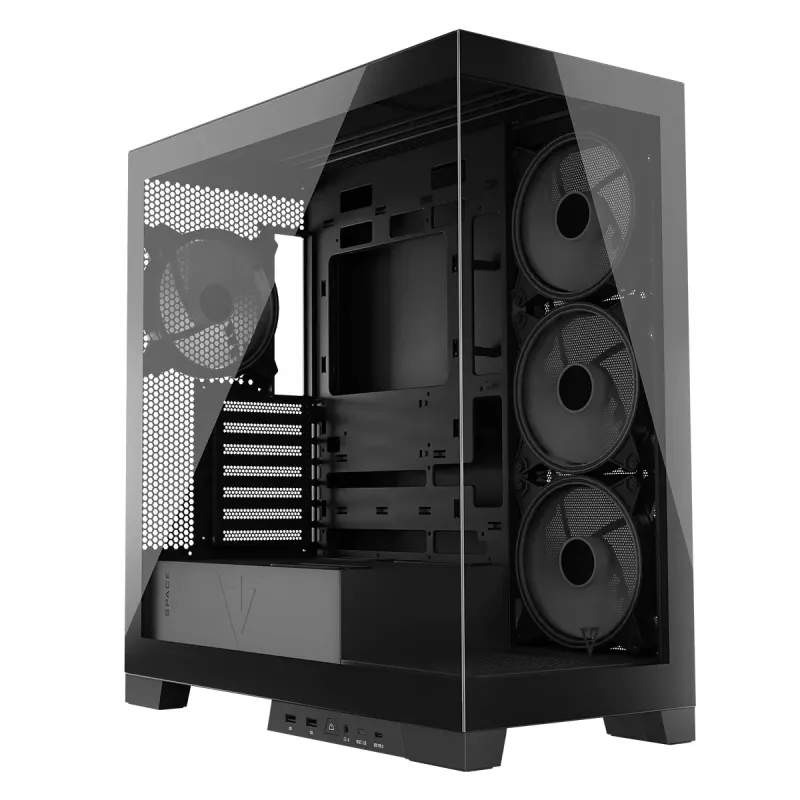 PC skriňa MODECOM Volcano SPACE APEX ARGB Midi Tower, tvrdené sklo, USB-C, podporuje ATX/microATX/Mini-ITX, GPU do 430 mm, CPU chladič do 180 mm