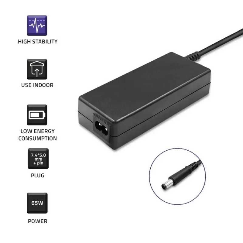 Qoltec 51519 (7,4 x 5,0 mm + Pin) 65 W 3,34 A 19,5 V AC nabíjačka pre Dell notebooky