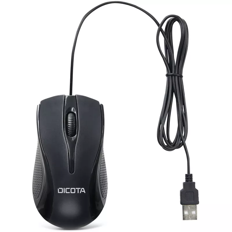 DICOTA - Myš - obojručná - Laser - 3 tlačidlá - Káblová - USB - Čierna (D32011)