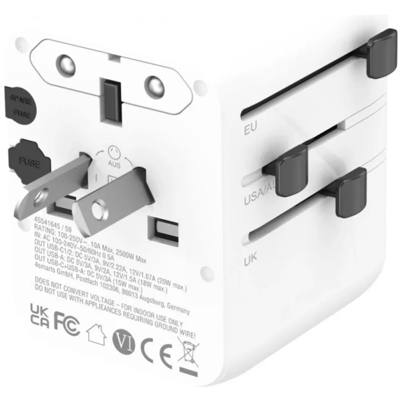 Cestovný adaptér 20W GaN Nomad 2xUSB-C + 1xA