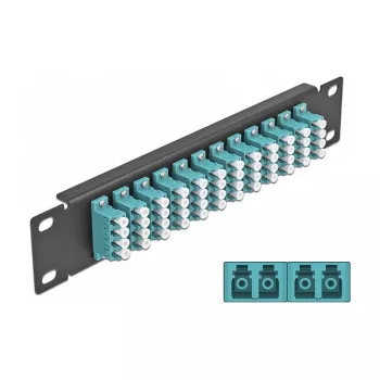 Optický patch panel DeLOCK 10 inch 12 portov LC Quad aqua 1U čierna