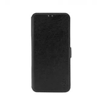 Koženové puzdro na knihu FIXED pre Xiaomi Redmi 14C, čierne — ochrana prednej a zadnej strany
