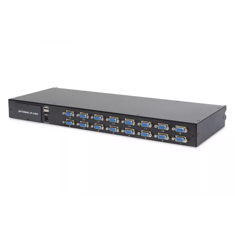 DIGITUS DS-72211-3US 19-palcová 16-port LCD KVM rack konzola