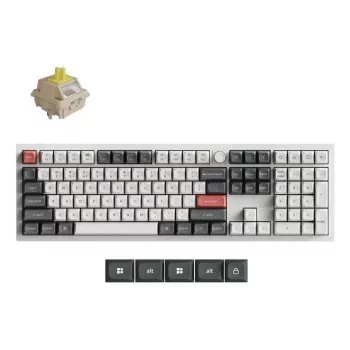 Mechanická klávesnica Keychron Q6 Ultra 8K — Full-Size 100 %, USB + RF bezdrôtová + Bluetooth, RGB, biela