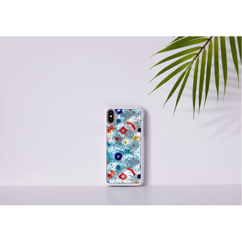 Obal na telefón iKins pre iPhone XS / iPhone X S – biely poppin rock ochranný kryt zadnej strany