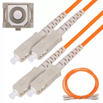 Optický kábel Extralink EX.3692 — FTTH OM2 SC‑SC, 1 m, plný duplex, červený