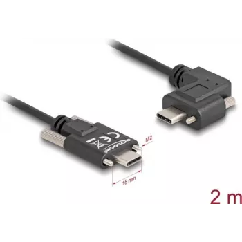 DeLOCK USB 2.0 kábel USB Type-C konektor samec na USB Type-C konektor samec zahnutý vľavo/vpravo PD 3.0 60W 2m