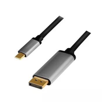 LogiLink CUA0100 káblový adaptér DisplayPort USB 3.2 Gen1 Type-C 1,8m čierny sivý