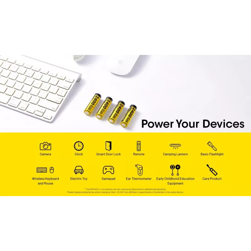 Nabíjateľná Li-Ion AA 1,5V batéria Nitecore NH2400 2400mAh – balenie 4 ks