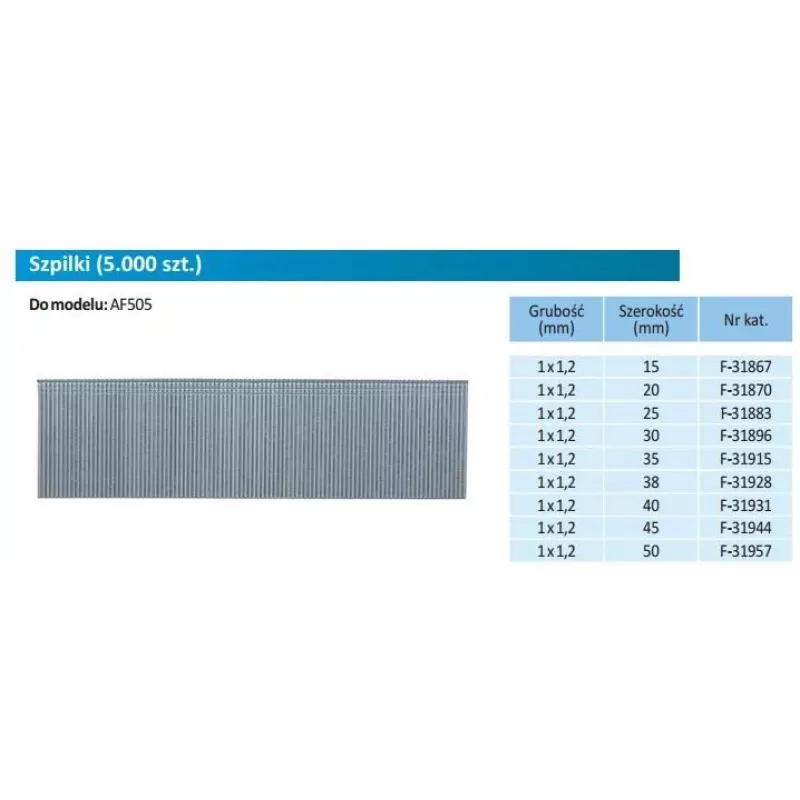 Makita F-31957 Klince Brad, 1,2 x 50 mm, 5000 ks