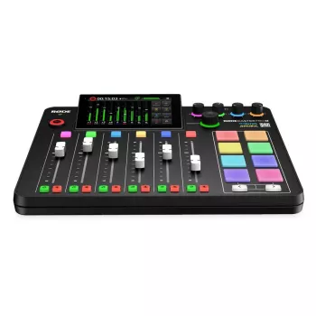 Štúdiový kontrolér RØDE Caster Pro II čierny — 4 XLR/TRS kombi, 4 výstupy pre slúchadlá, 8 padov, dotykový displej, Wi‑Fi, Bluetooth, USB‑C