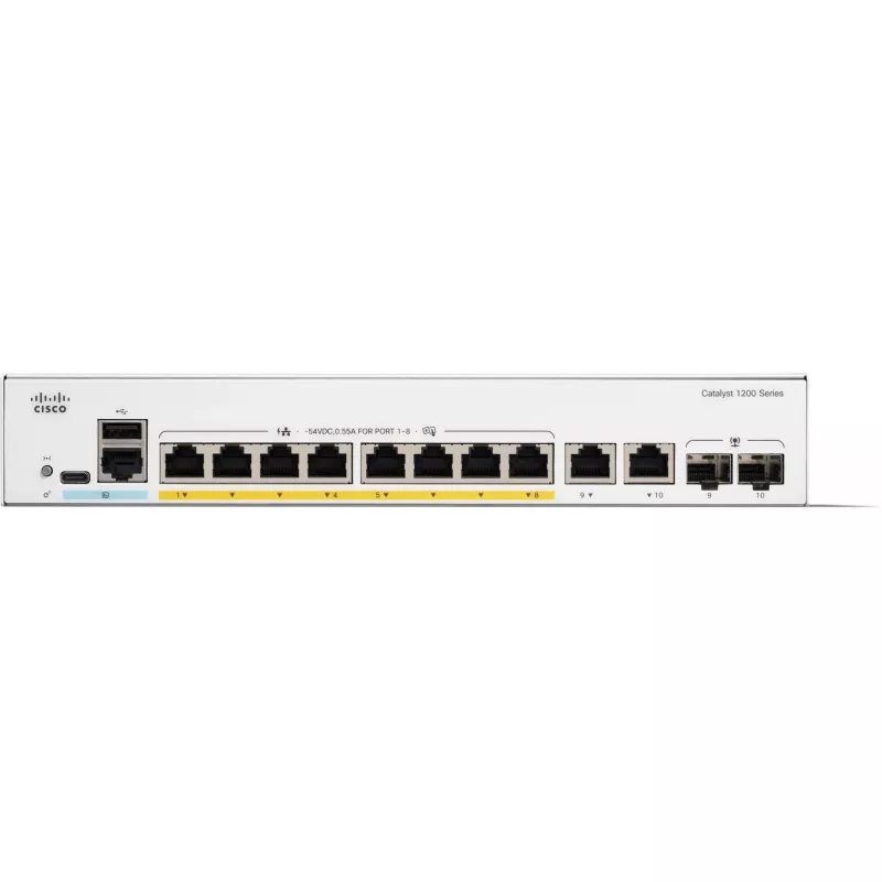 Riadený prepínač Cisco Catalyst 1200-8P-E-2G 8 portov GE PoE