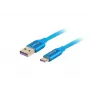 Kábel USB 2.0 LANBERG CA-USBO-21CU-0010-BL — USB A na USB C, 1 m, modrý