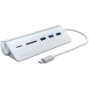 Satechi Type-C hliníkový USB hub a čítačka kariet, strieborný, ST-TCHCRS