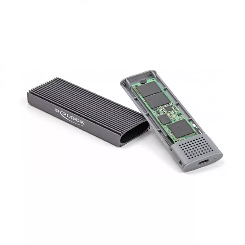 SSD puzdro DeLOCK externé USB Type-C Combo puzdro pre M.2 NVMe PCIe alebo SATA SSD bez nástrojov