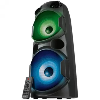 SVEN PS-750 2x40W; LED displej; TWS; FM rádio; AUX; podpora USB/SD kariet; osvetlenie; mikrofónový vstup (karaoke); diaľkový ovládač; integrovaný ekvalizér