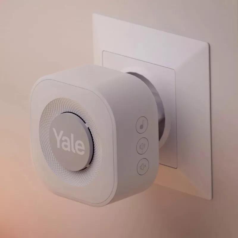 Yale dverný zvonček gong sivý, biely