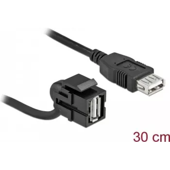 USB 2.0 A-konektor samica s káblom čierny DeLOCK 86869