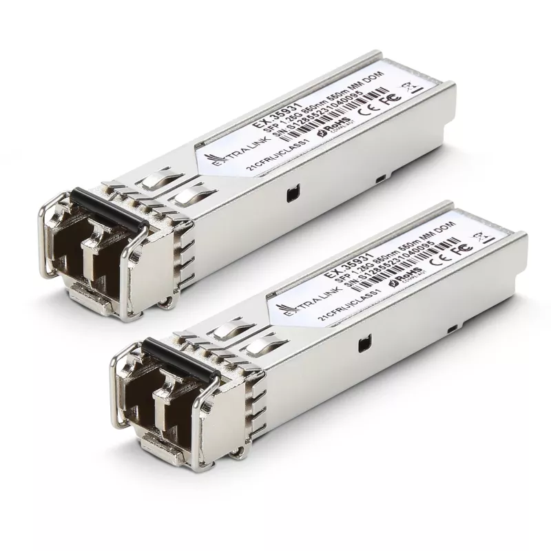 Extralink SFP modul SFP 1.25G balenie 2 ks, 1,25 Gbit/s, LC/UPC, 850 nm, 550 m, Multimode, DOM, pre HP/Aruba