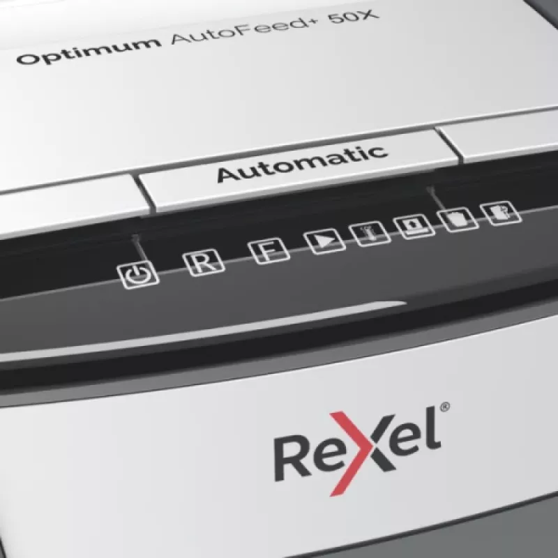 Rexel Optimum AutoFeed+ 50X skartovačka s automatickým podávaním, časticový rez, P4