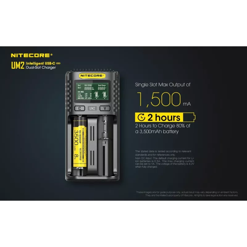 Nitecore UM2 nabíjačka batérií domáce batérie DC lítium-iónové nikel-kadmiové