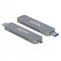 Externá skriňa pre M.2 pre M.2 NVMe PCIe SSD, skriňa na disk strieborná, s USB Type-C a Type-A konektorom samec