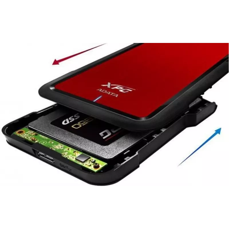 ADATA EX500 HDD/SSD puzdro čierna, červená 2,5 inch