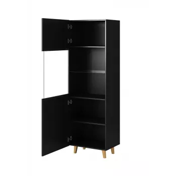 Vitrínová skriňa Cama Meble PAFOS 60x40x182 cm matná čierna — stojaca nástenná skriňa