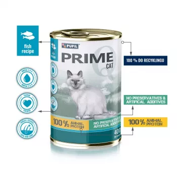 PUPIL Prime bohaté na lososa s pstruhom - mokré krmivo pre mačky - 400 g