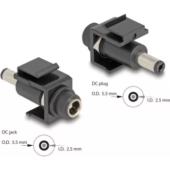 DeLOCK keystone modul DC 5,5 x 2,5 mm samica na samec čierny