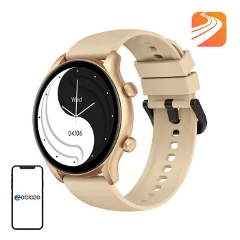 Smartwatch Zeblaze Btalk 3 Plus, okrúhly 1,39 inch IPS 360×360 dotykový displej, 260 mAh, zlatý silikónový remienok