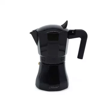 Moka kanvica Maestro MR-1658-3 – espreso kanvica z hliníka, 3 šálky (0,15 l), čierna, sklopné veko