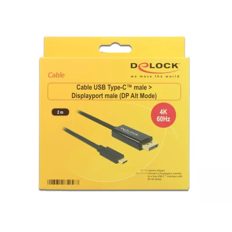 DeLOCK 85256 Videokábel adaptér 2 m USB Type-C DisplayPort čierny