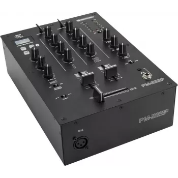 DJ mixážny pult Omnitronic PM-222P 2-kanálový s prehrávačom, kompaktný 2-kanálový mixážny pult s integrovaným mediaplayerom