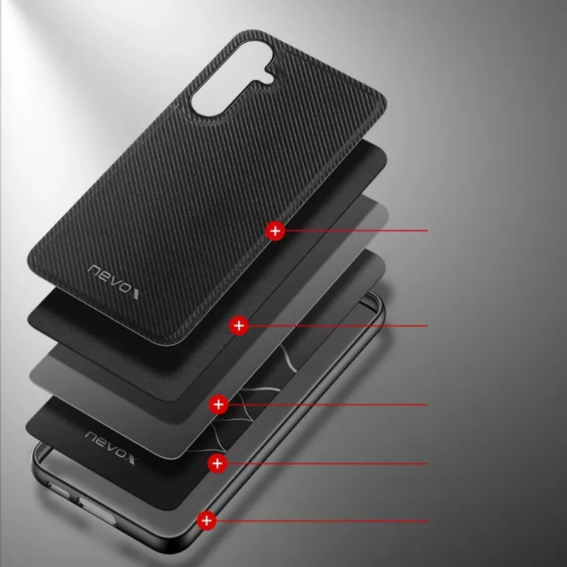nevox StyleShell NYLO 2469 kryt pre Samsung Galaxy S25+, polykarbonát/TPU/nylon, čierny