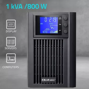 UPS QOLTEC Pure Sine Wave 1kVA 800W s AVR a LCD displejom