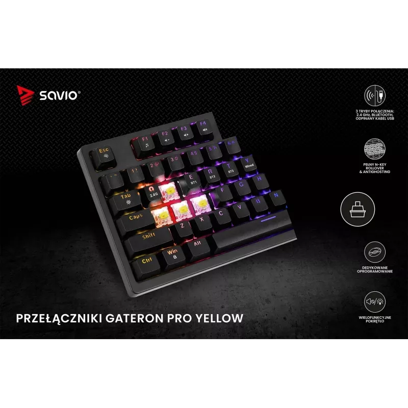 Savio Phenix SAVGK-RED herná klávesnica USB RF Wireless Bluetooth QWERTY