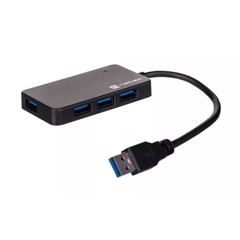 USB hub NATEC Moth 4-port USB 3.2 Gen 1 Type-A (5000 Mbit/s), USB napájaný, čierny, 0,15 m kábel