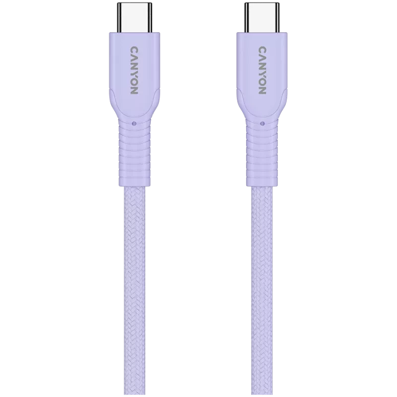 CANYON kábel OnWire 60CL C-C 60W COLOR pletený 1m fialový