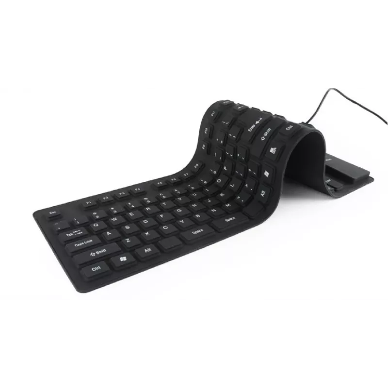 Silikónová klávesnica USB+PS/2 čierna