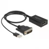 Delock - adaptérový kábel - DVI-D, USB (len napájanie) (M) na DisplayPort (W) - DisplayPort 1,2 - 50 cm - podpora 4K 30 Hz - čierny (63189)