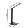 LED stolová lampa MACLEAN MCE614B — stmievateľná, sklopné nastaviteľné rameno, 9W, 3000K/4500K/6500K, čierna