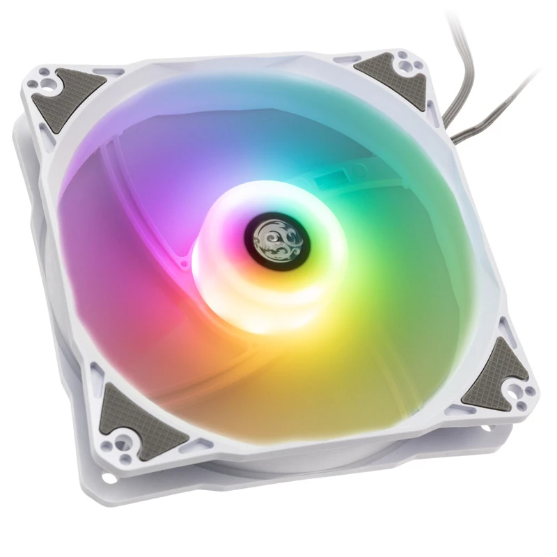 120mm PWM skriňový ventilátor pack BitsPower Notos RGB — biely, balenie 5 ks (BPTA-FX1812NTWH-5)