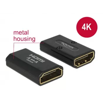 DELOCK adaptér High Speed HDMI s Ethernet – HDMI-A konektor samica > HDMI-A konektor samica 4K gender changer čierny