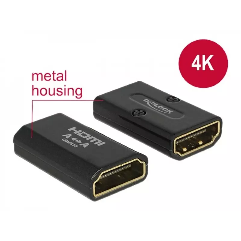 DELOCK adaptér High Speed HDMI s Ethernet – HDMI-A konektor samica > HDMI-A konektor samica 4K gender changer čierny