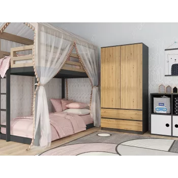 Topeshop SZAFA MALWA AN/AR K spálňová šatníková skriňa 5 políc 2 dvere