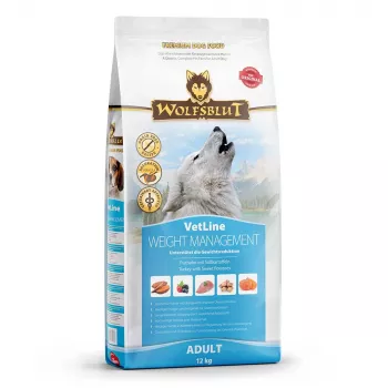 Suché krmivo pre psov Wolfsblut VetLine Weight Management morčacie — 12 kg, bez obilnín, 22 % proteínu, 8 % tuku