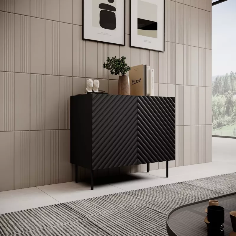 Komoda Cama Meble ONDA 2D 98x45x85 cm, čierna, rám z drevotriesky